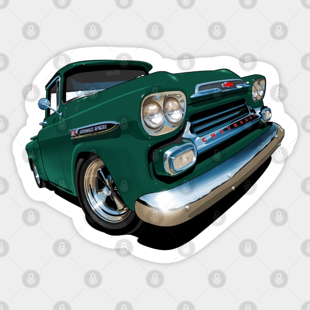 1959 Chevy Apache pick up truck Sticker by candcretro